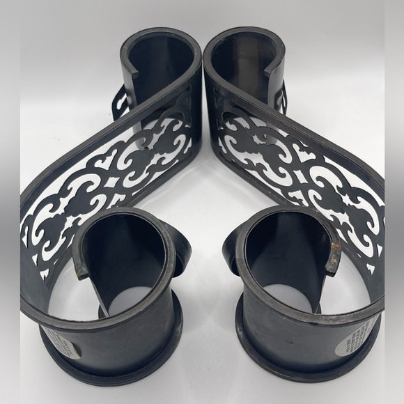 SET OF 2 VINTAGE WALL SCONCES BROWN METAL W/CANDLE HOLDERS - Picture 8 of 9